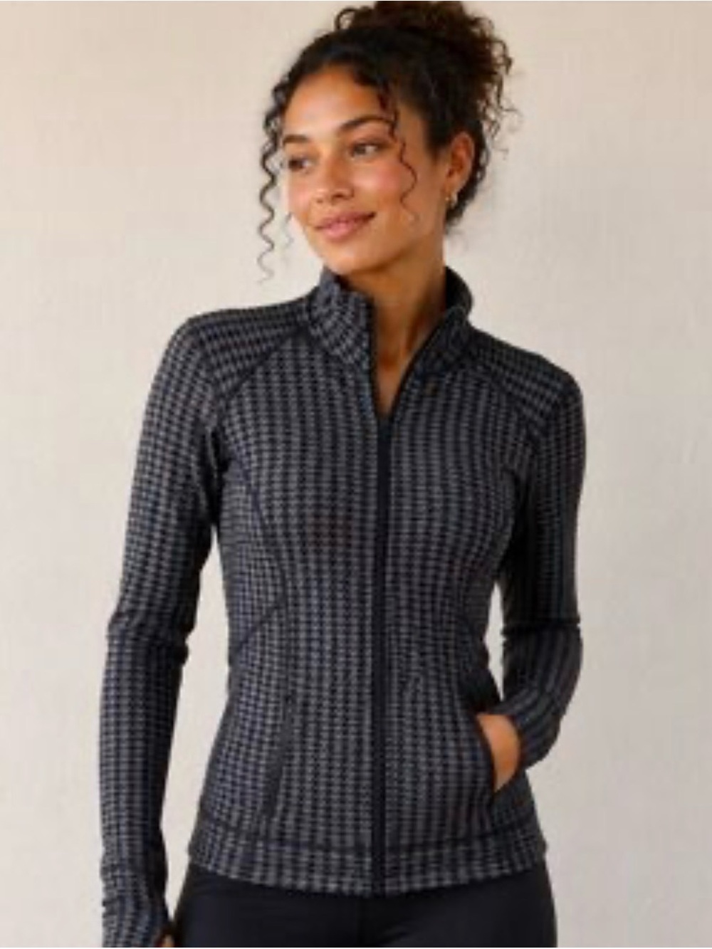 Zella Houndstooth Full Zip Athletic Track Jacket XS